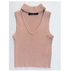 Simplee Apparel Chocker Crop Top Size S Dusty Pink
